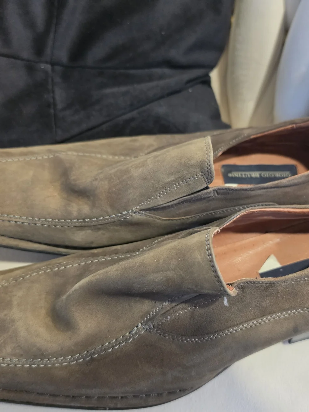 Giorgio Brutini Suede Slip-On Loafers in Taupe
